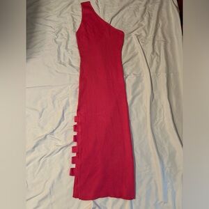 Jolie & Joy Hot Pink One-Shoulder Dress with Thigh Cutout Size L